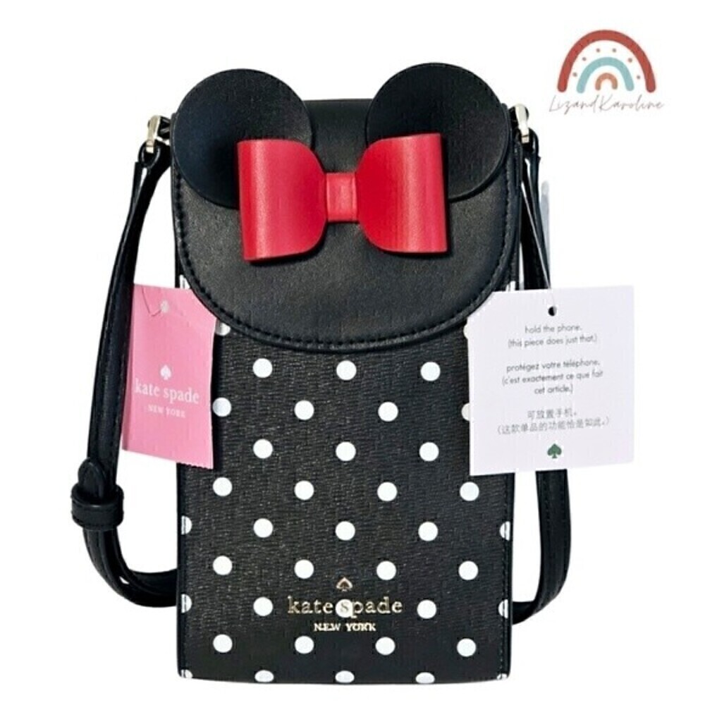 New! Kate Spade x Disney Minnie Mouse North South Flap Phone Crossbody Bag